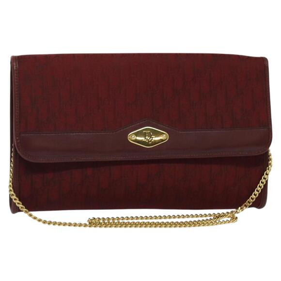 DIOR Trotter Canvas Chain Shoulder Bag Red - Picture 1 of 12